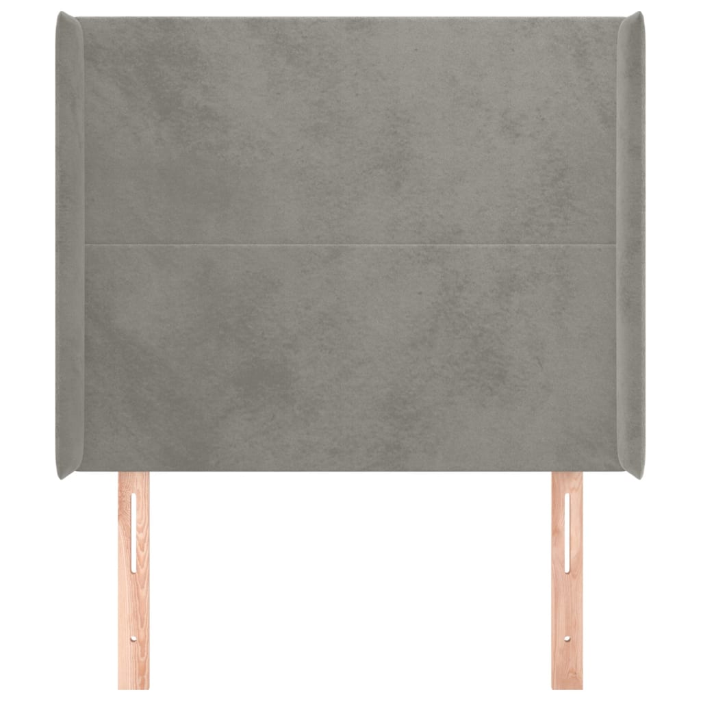 Uzglavlje s ušima svjetlosivo 103x16x118/128 cm baršunasto