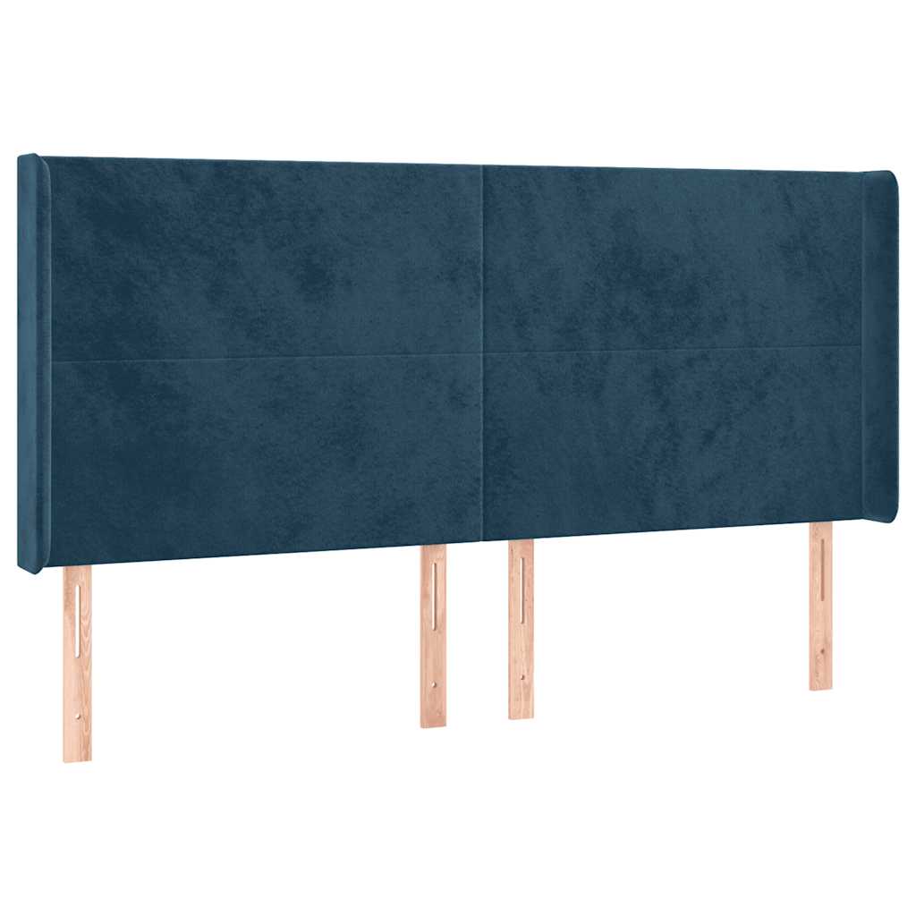 Uzglavlje s ušima tamnoplavo 103x16x118/128 cm baršunasto