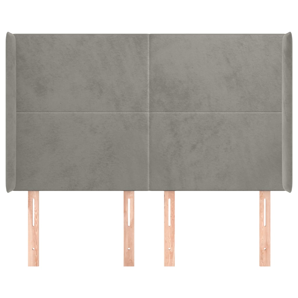 Uzglavlje s ušima svjetlosivo 147x16x118/128 cm baršunasto