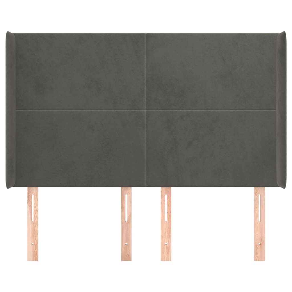 Uzglavlje s ušima tamnosivo 147x16x118/128 cm baršunasto