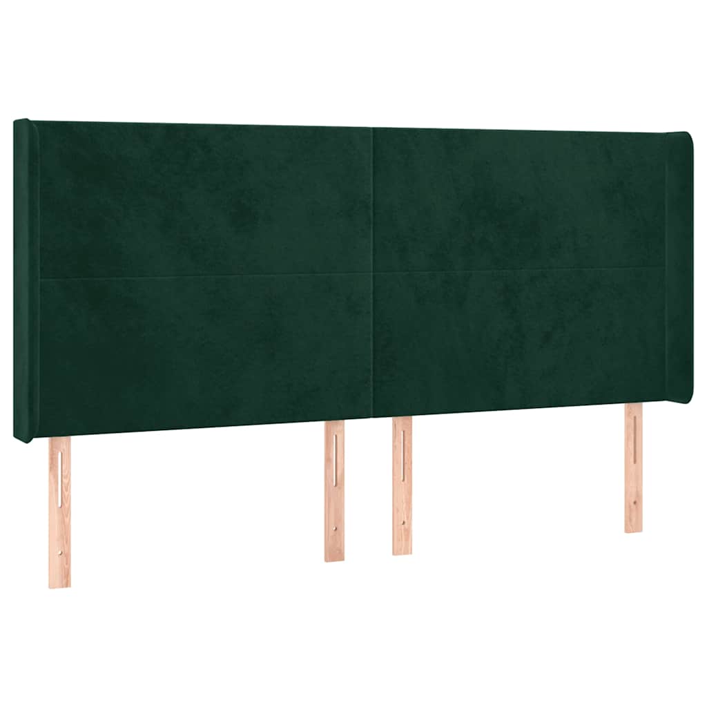 Uzglavlje s ušima tamnozeleno 163x16x118/128 cm baršunasto