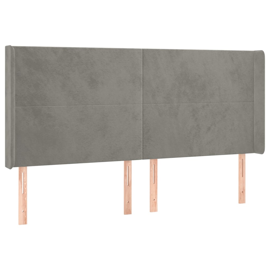 Uzglavlje s ušima svjetlosivo 183x16x118/128 cm baršunasto