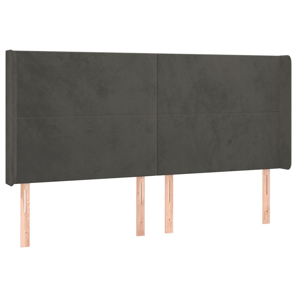 Uzglavlje s ušima tamnosivo 183x16x118/128 cm baršunasto