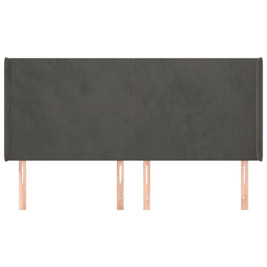 Uzglavlje s ušima tamnosivo 183x16x118/128 cm baršunasto