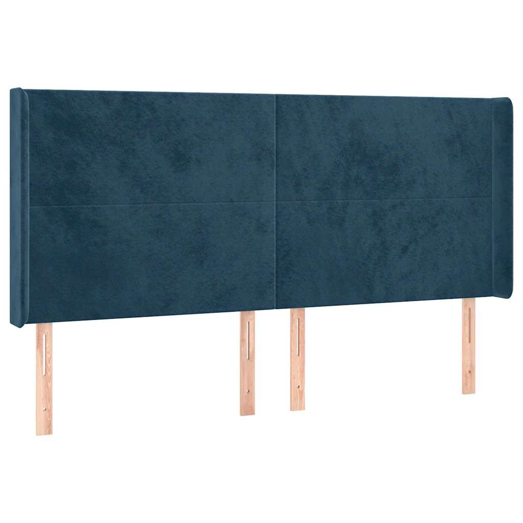 Uzglavlje s ušima tamnoplavo 183x16x118/128 cm baršunasto
