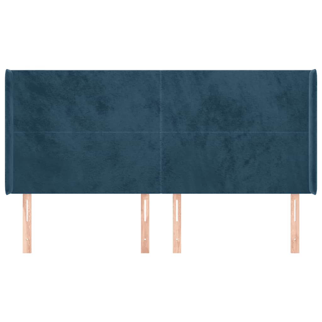 Uzglavlje s ušima tamnoplavo 183x16x118/128 cm baršunasto