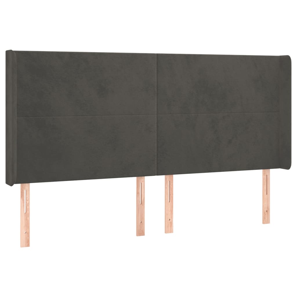 Uzglavlje s ušima tamnosivo 203x16x118/128 cm baršunasto