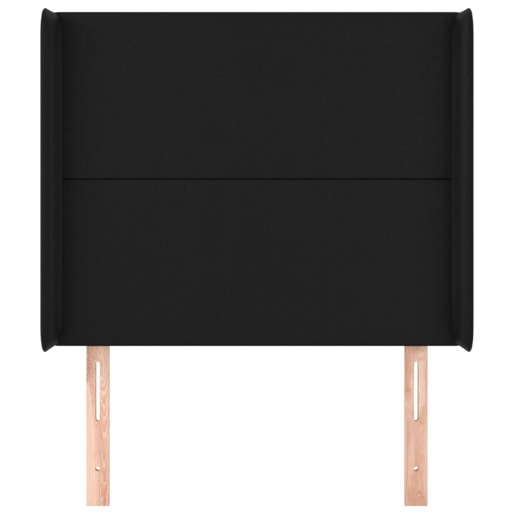 Uzglavlje s ušima crno 83x16x118/128 cm od umjetne kože