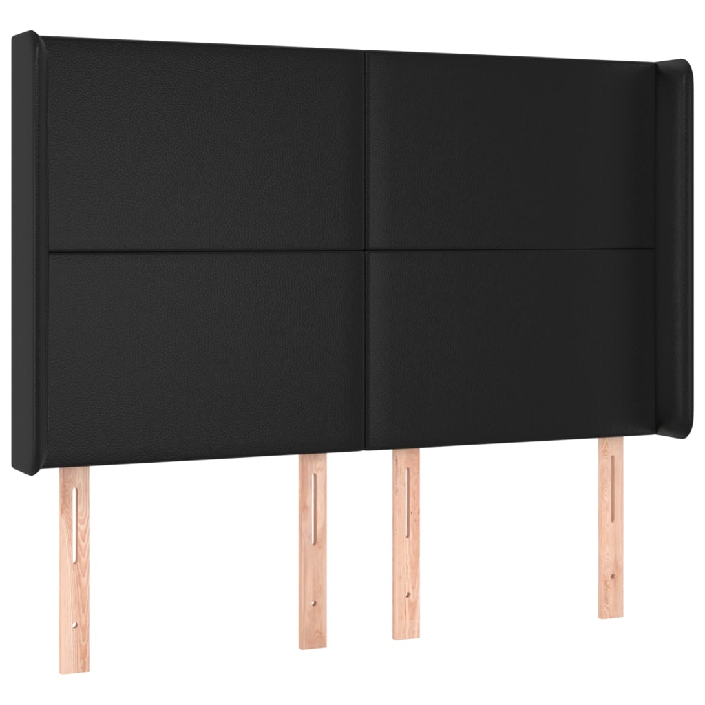Uzglavlje s ušima crno 147x16x118/128 cm od umjetne kože