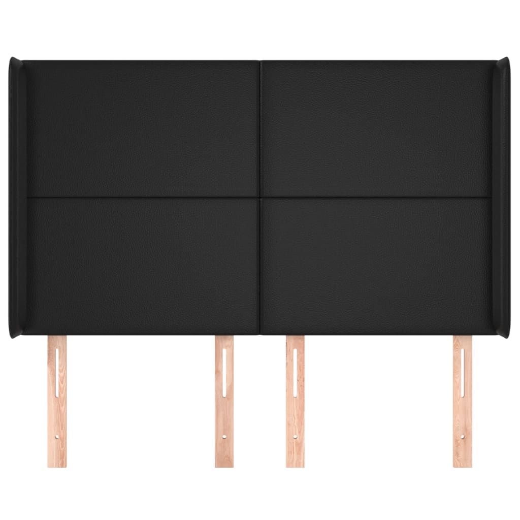 Uzglavlje s ušima crno 147x16x118/128 cm od umjetne kože