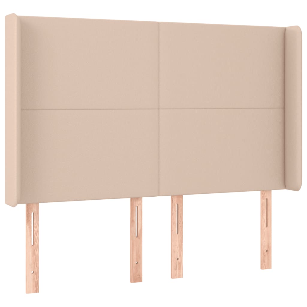 Uzglavlje s ušima boja cappuccina 147x16x118/128cm umjetna koža