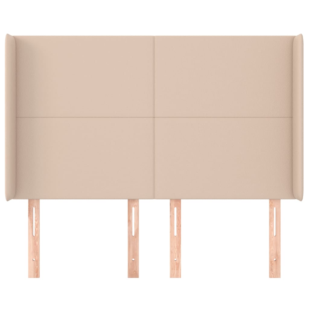 Uzglavlje s ušima boja cappuccina 147x16x118/128cm umjetna koža