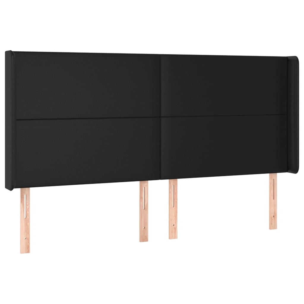 Uzglavlje s ušima crno 183x16x118/128 cm od umjetne kože