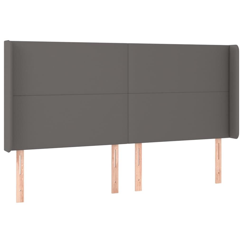 Uzglavlje s ušima sivo 183x16x118/128 cm od umjetne kože