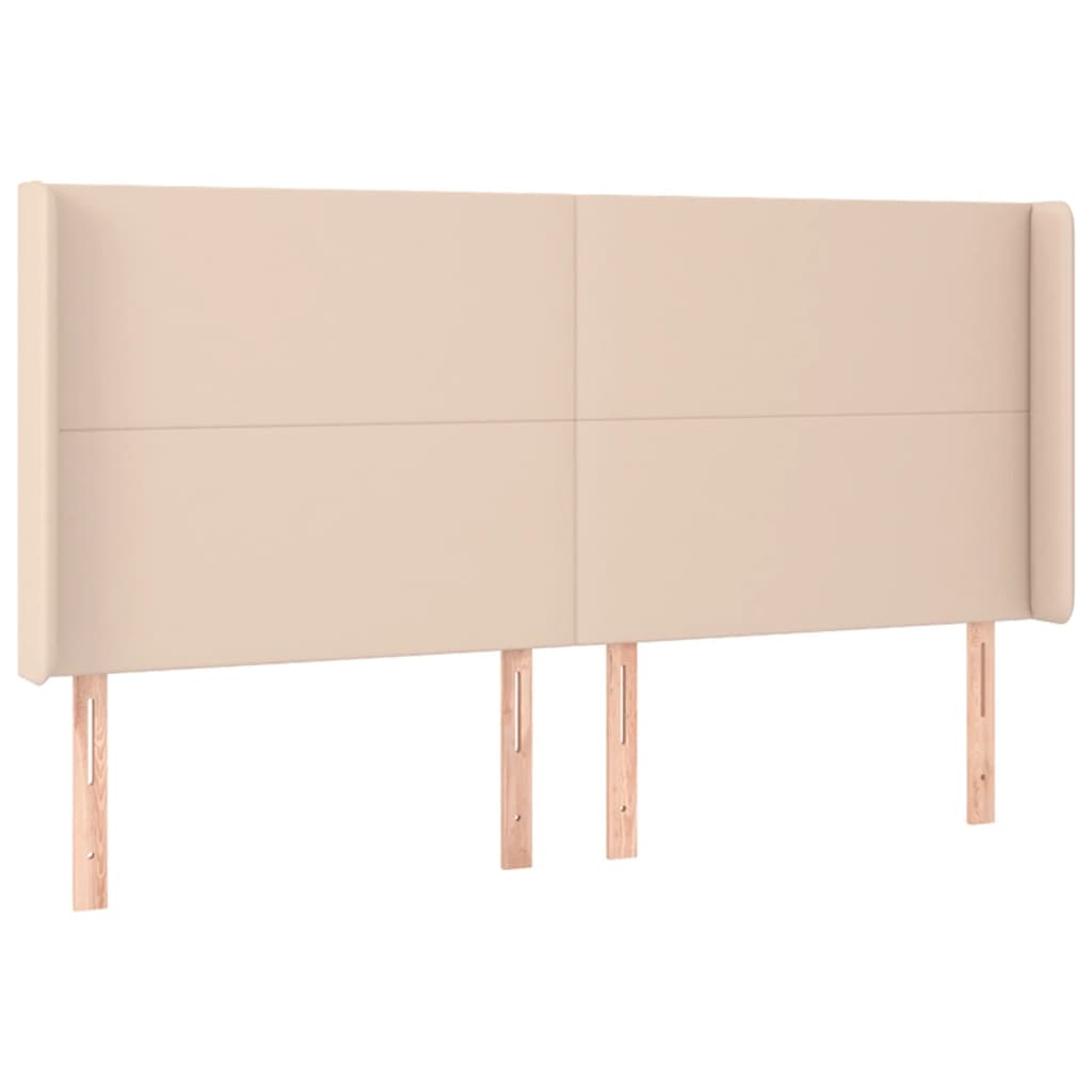 Uzglavlje s ušima boja cappuccina 183x16x118/128cm umjetna koža