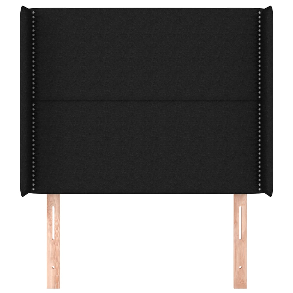 Uzglavlje s ušima crno 83x16x118/128 cm od tkanine