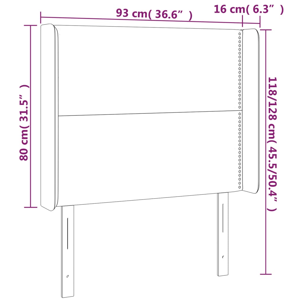 Uzglavlje s ušima krem 93x16x118/128 cm od tkanine