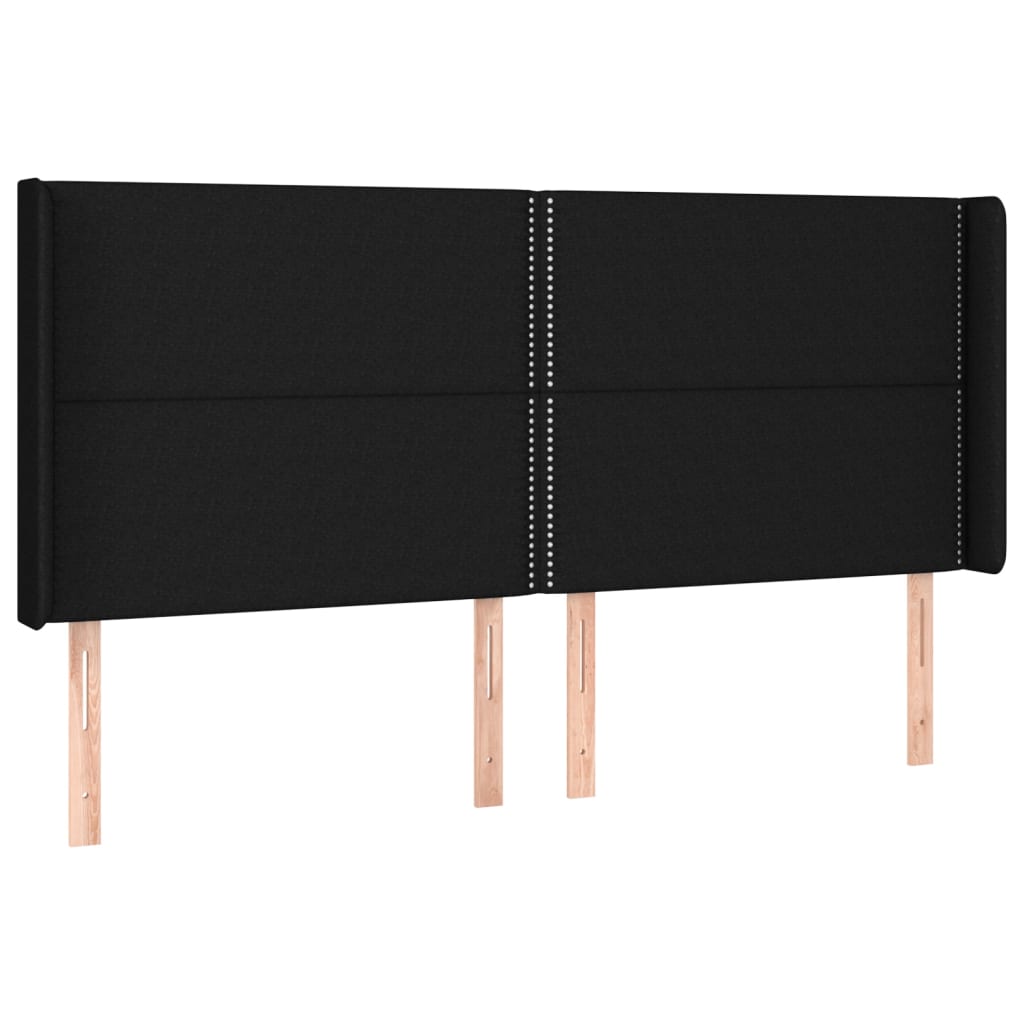 Uzglavlje s ušima crno 183x16x118/128 cm od tkanine
