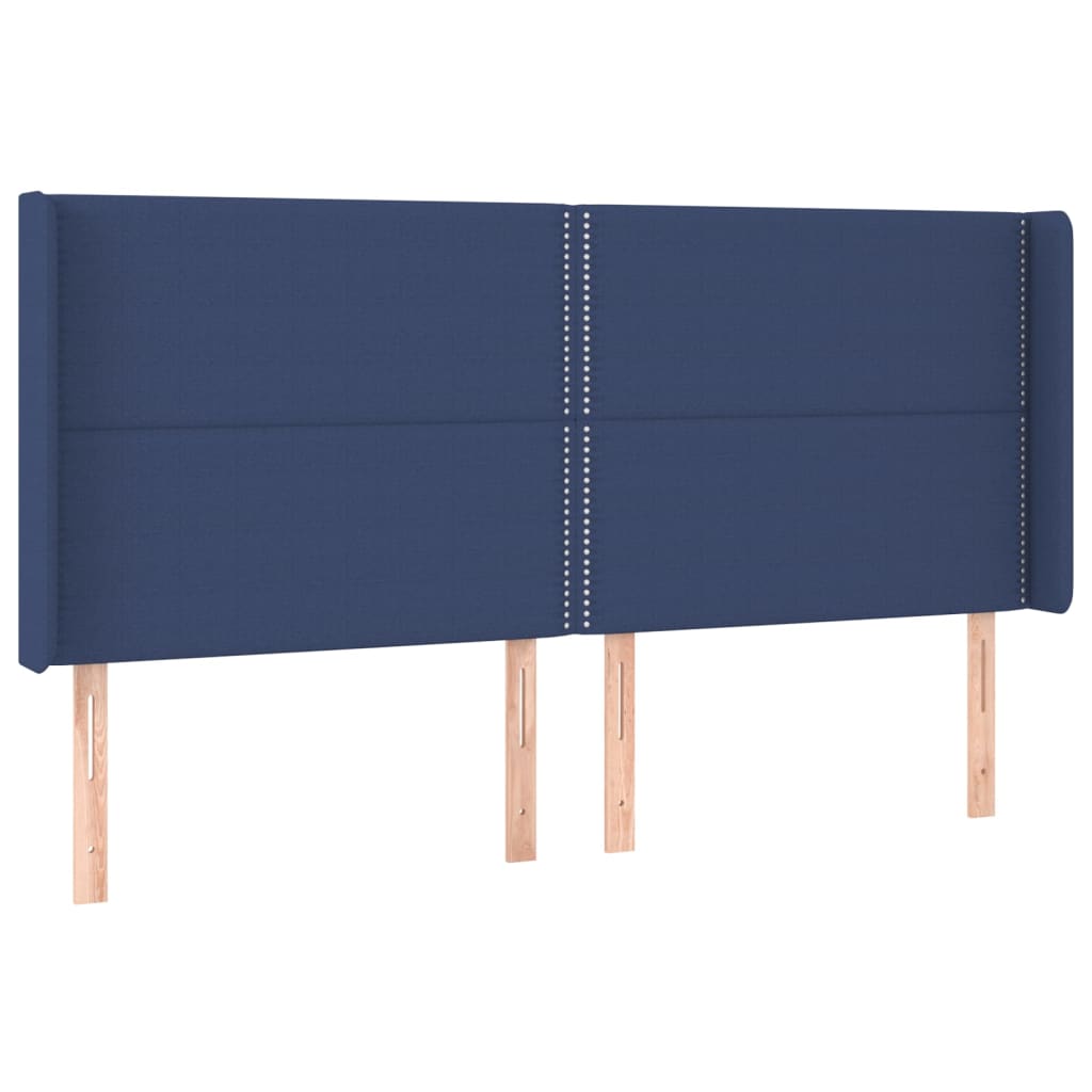 Uzglavlje s ušima plavo 183x16x118/128 cm od tkanine