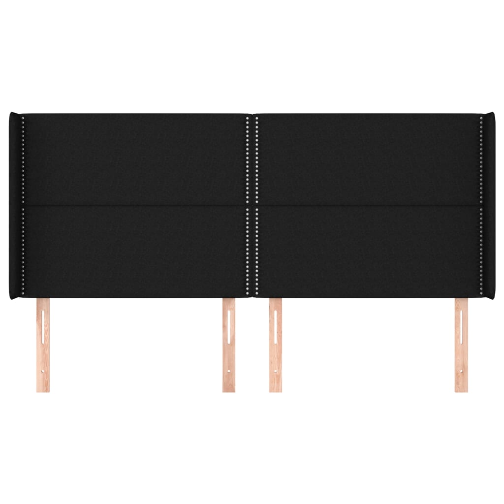 Uzglavlje s ušima crno 203x16x118/128 cm od tkanine