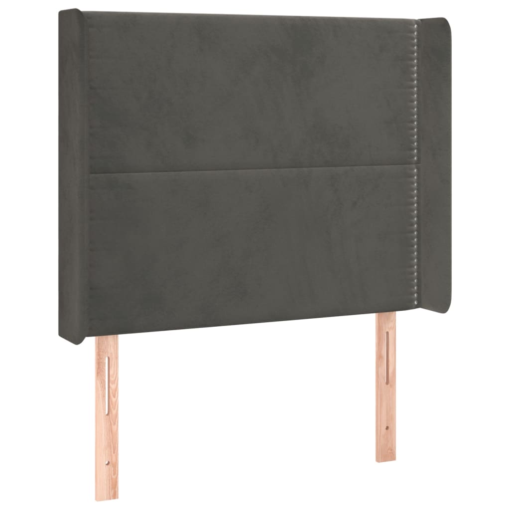 Uzglavlje s ušima tamnosivo 83x16x118/128 cm baršunasto
