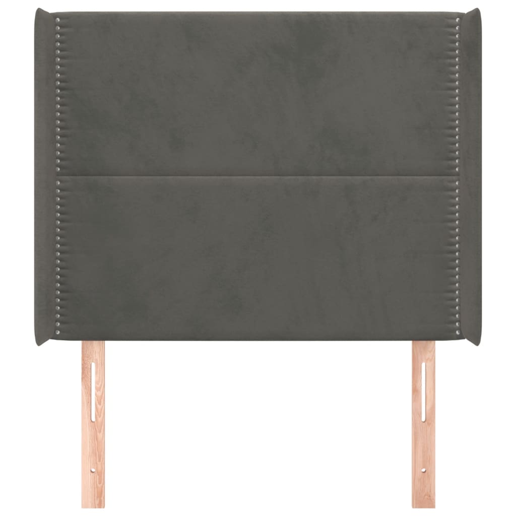 Uzglavlje s ušima tamnosivo 83x16x118/128 cm baršunasto