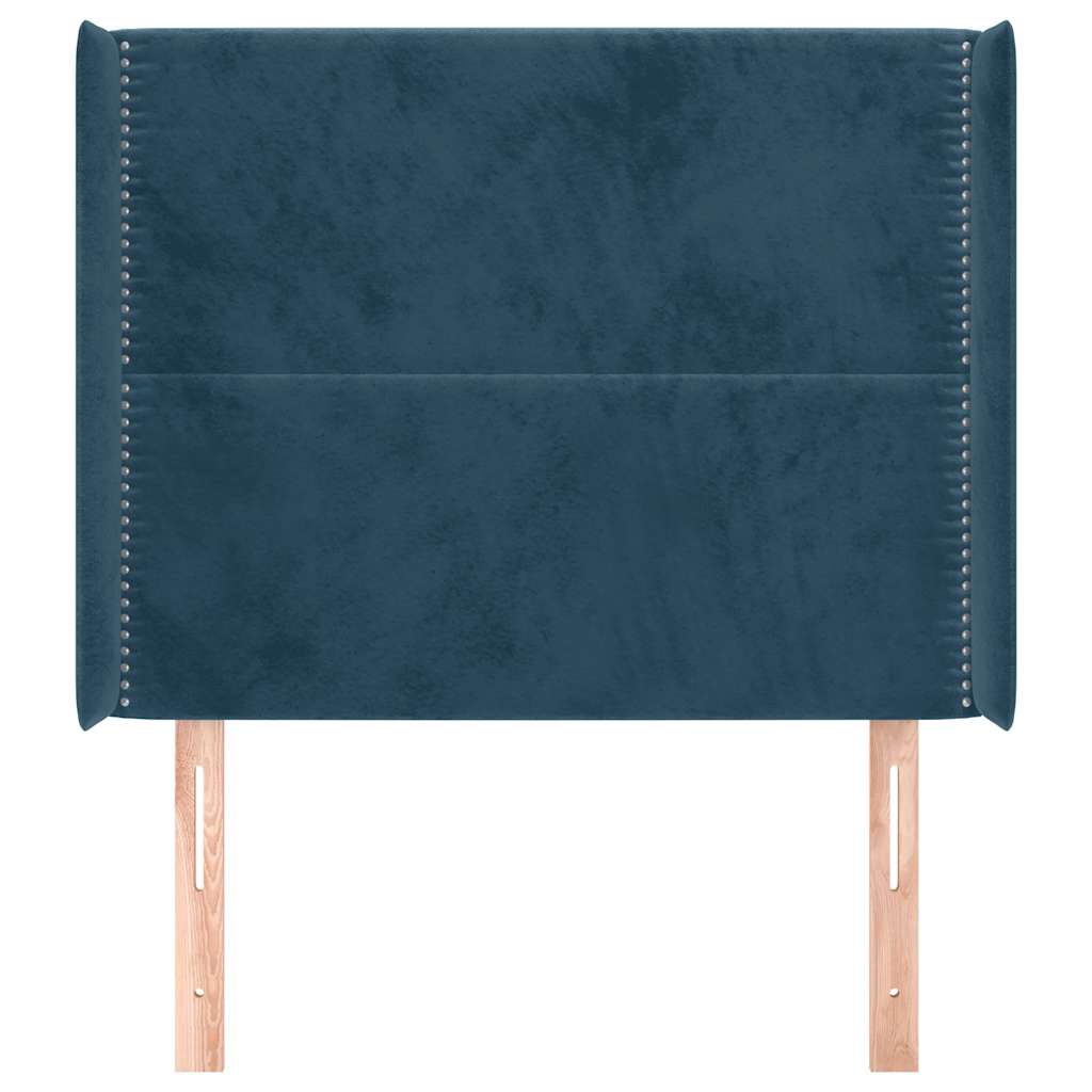 Uzglavlje s ušima tamnoplavo 83x16x118/128 cm baršunasto