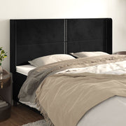 Uzglavlje s ušima crno 163x16x118/128 cm baršunasto