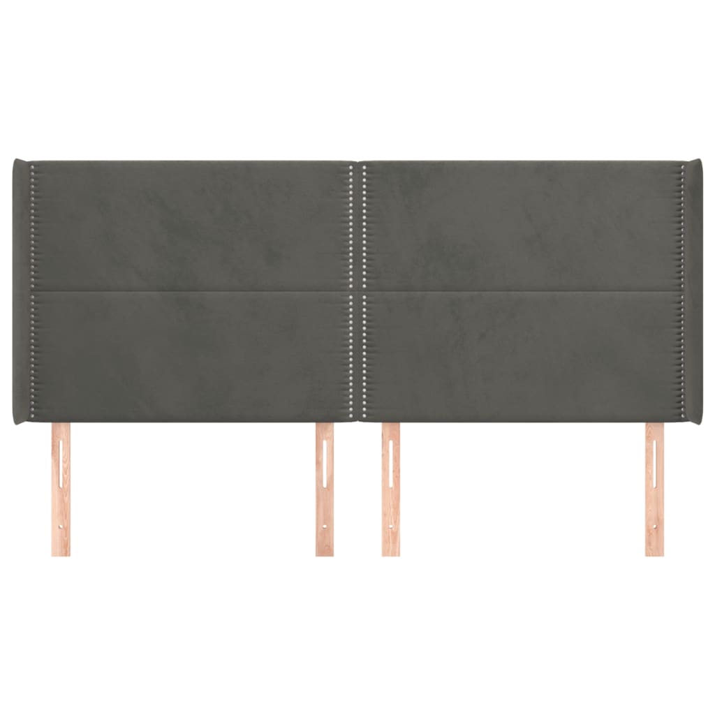 Uzglavlje s ušima tamnosivo 203x16x118/128 cm baršunasto