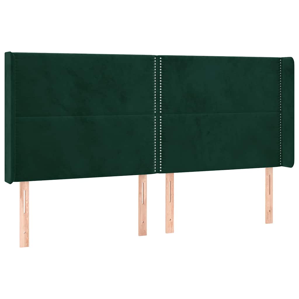 Uzglavlje s ušima tamnozeleno 203x16x118/128 cm baršunasto