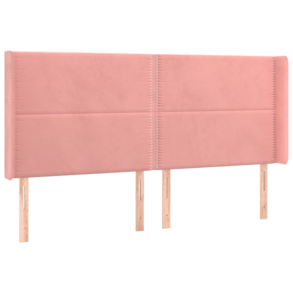 Uzglavlje s ušima ružičasto 203x16x118/128 cm baršunasto