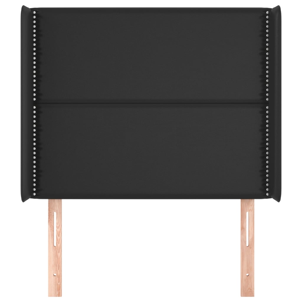 Uzglavlje s ušima crno 93x16x118/128 cm od umjetne kože