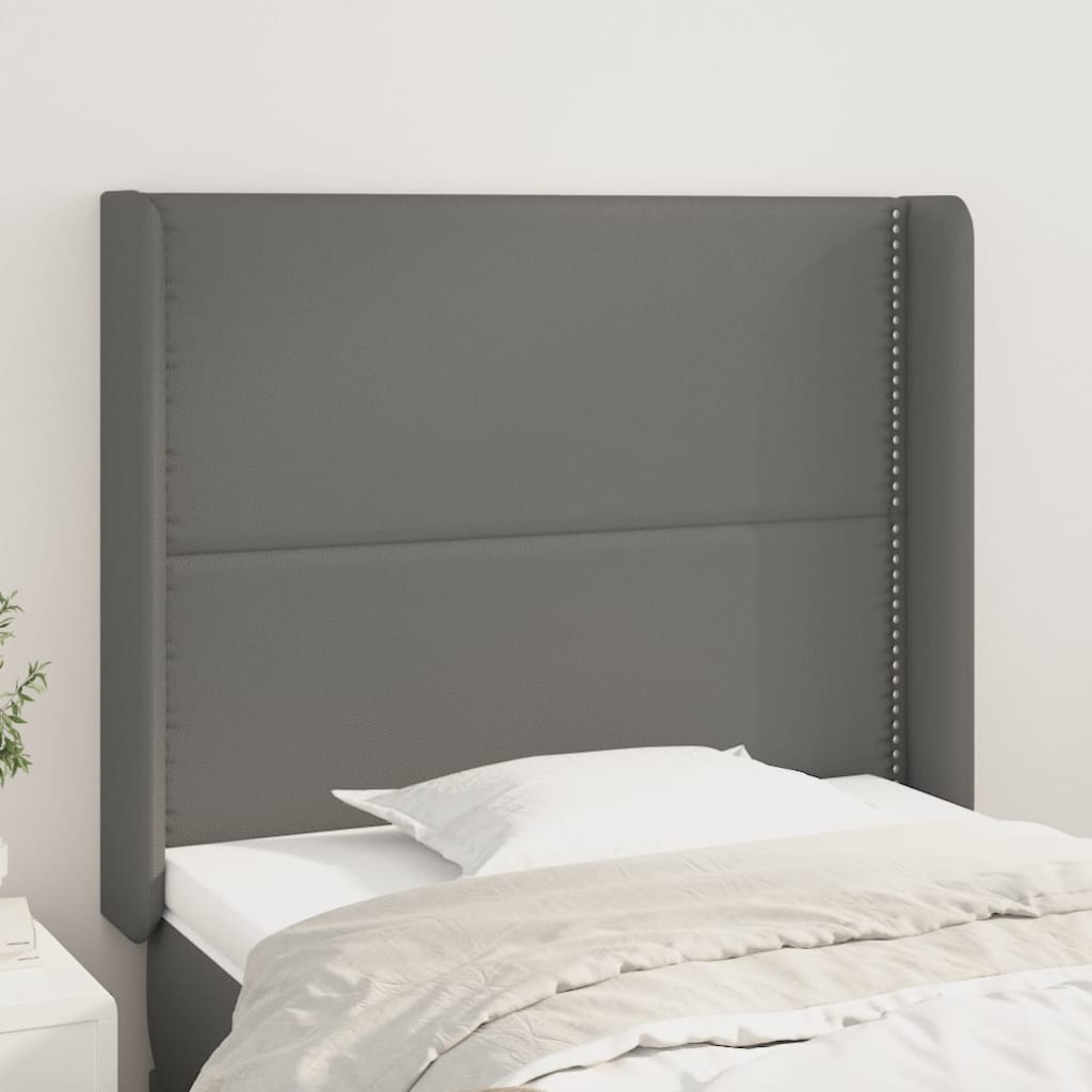 Uzglavlje s ušima sivo 103x16x118/128 cm od umjetne kože