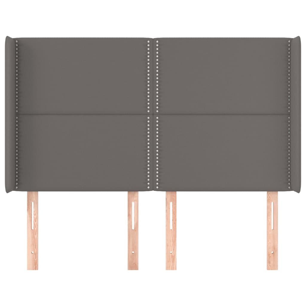 Uzglavlje s ušima sivo 147x16x118/128 cm od umjetne kože