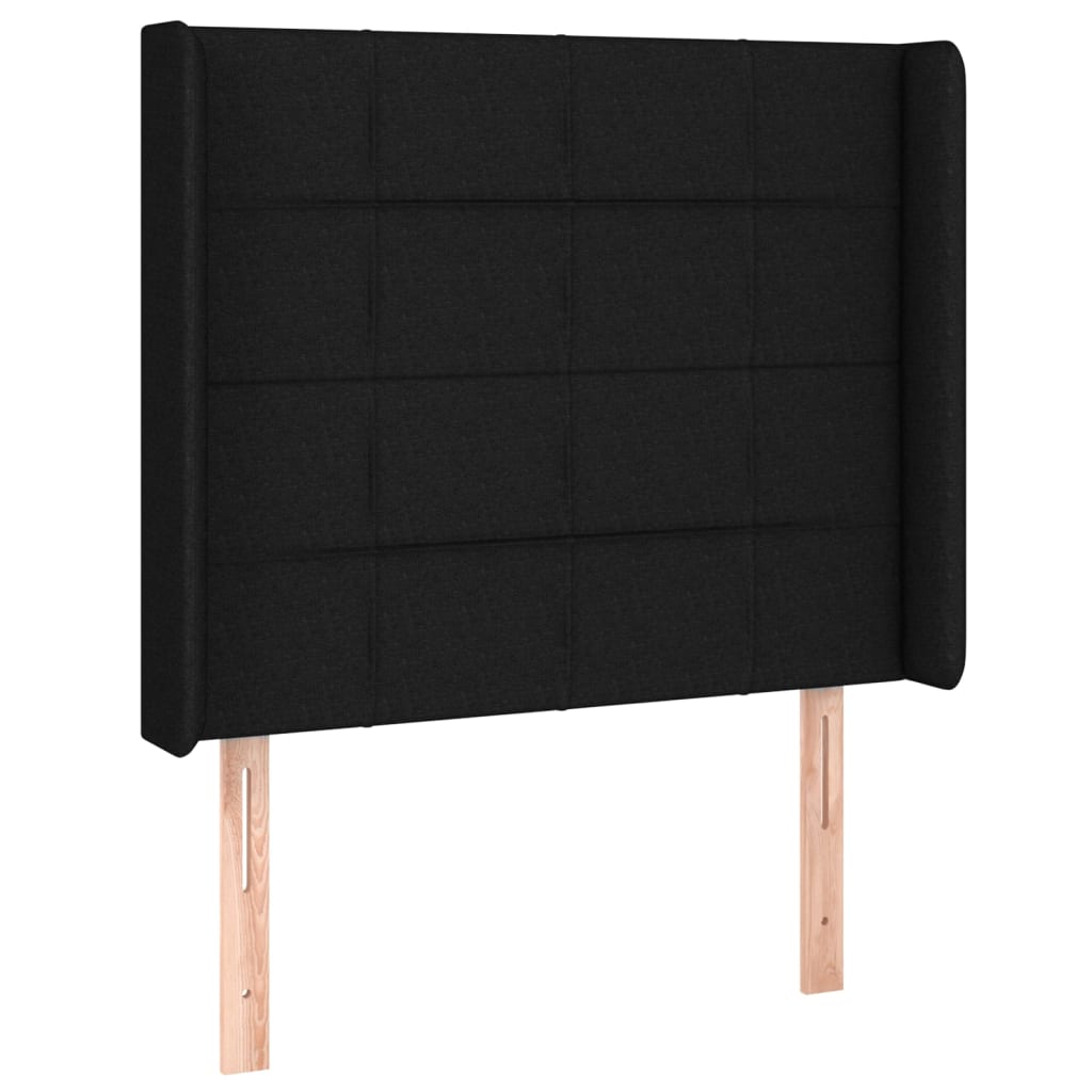 Uzglavlje s ušima crno 83x16x118/128 cm od tkanine
