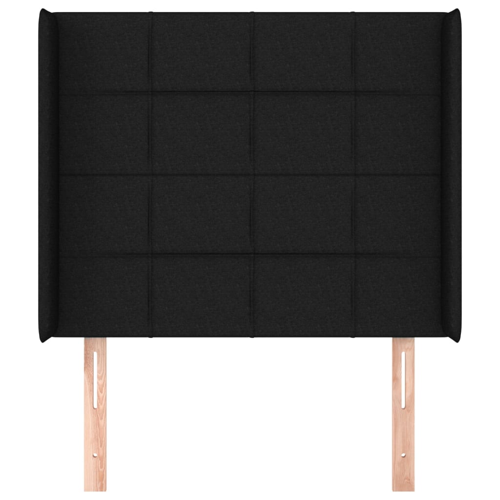 Uzglavlje s ušima crno 83x16x118/128 cm od tkanine