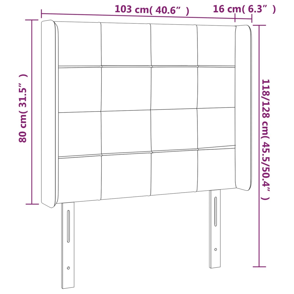 Uzglavlje s ušima krem 103x16x118/128 cm od tkanine