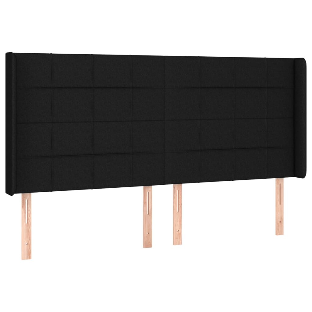 Uzglavlje s ušima crno 183x16x118/128 cm od tkanine