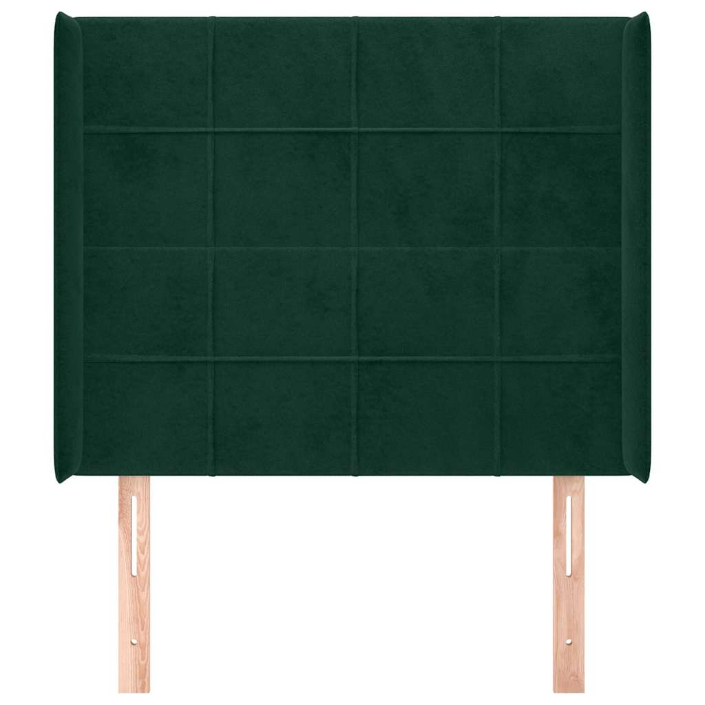Uzglavlje s ušima tamnozeleno 83x16x118/128 cm baršunasto