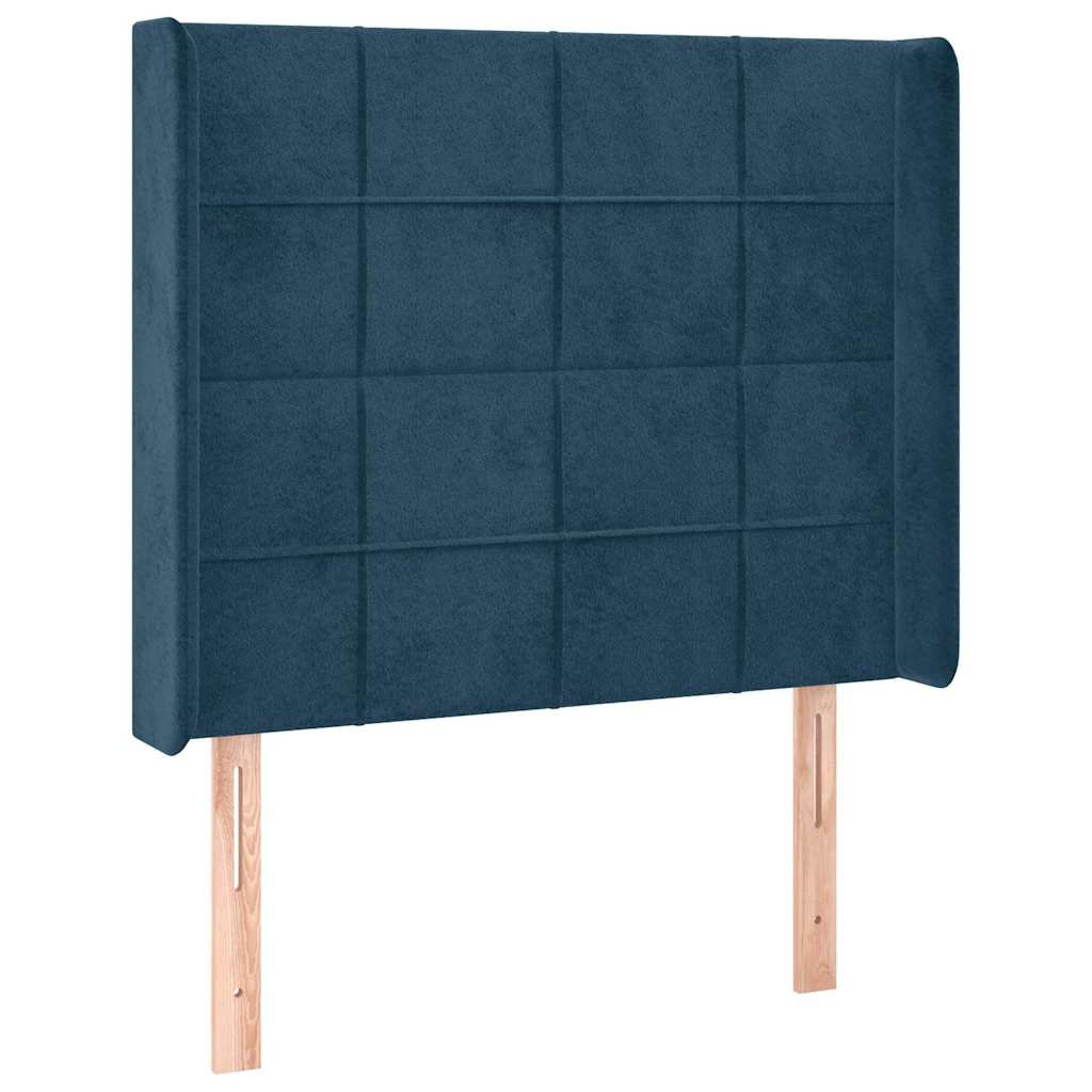 Uzglavlje s ušima tamnoplavo 83x16x118/128 cm baršunasto