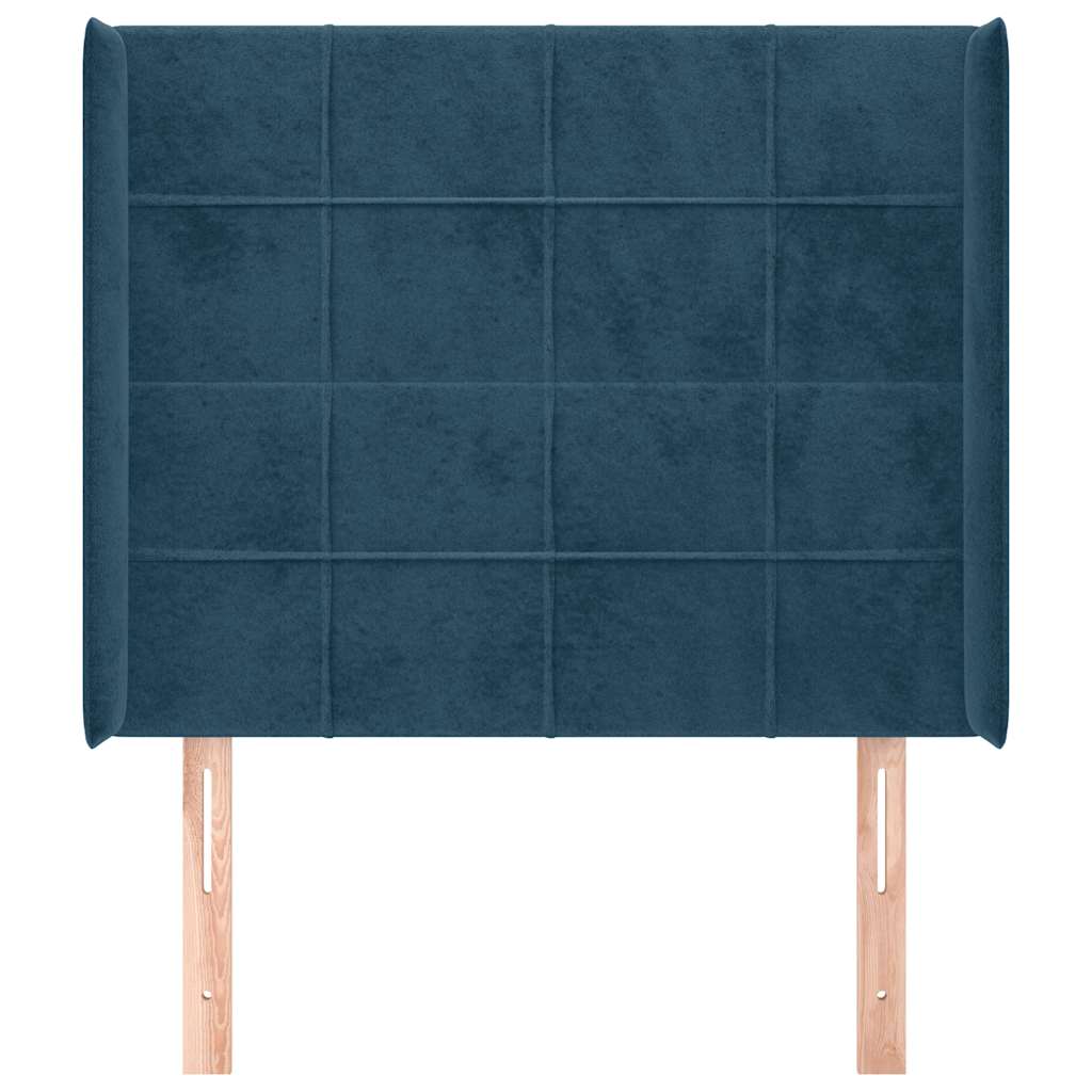 Uzglavlje s ušima tamnoplavo 83x16x118/128 cm baršunasto