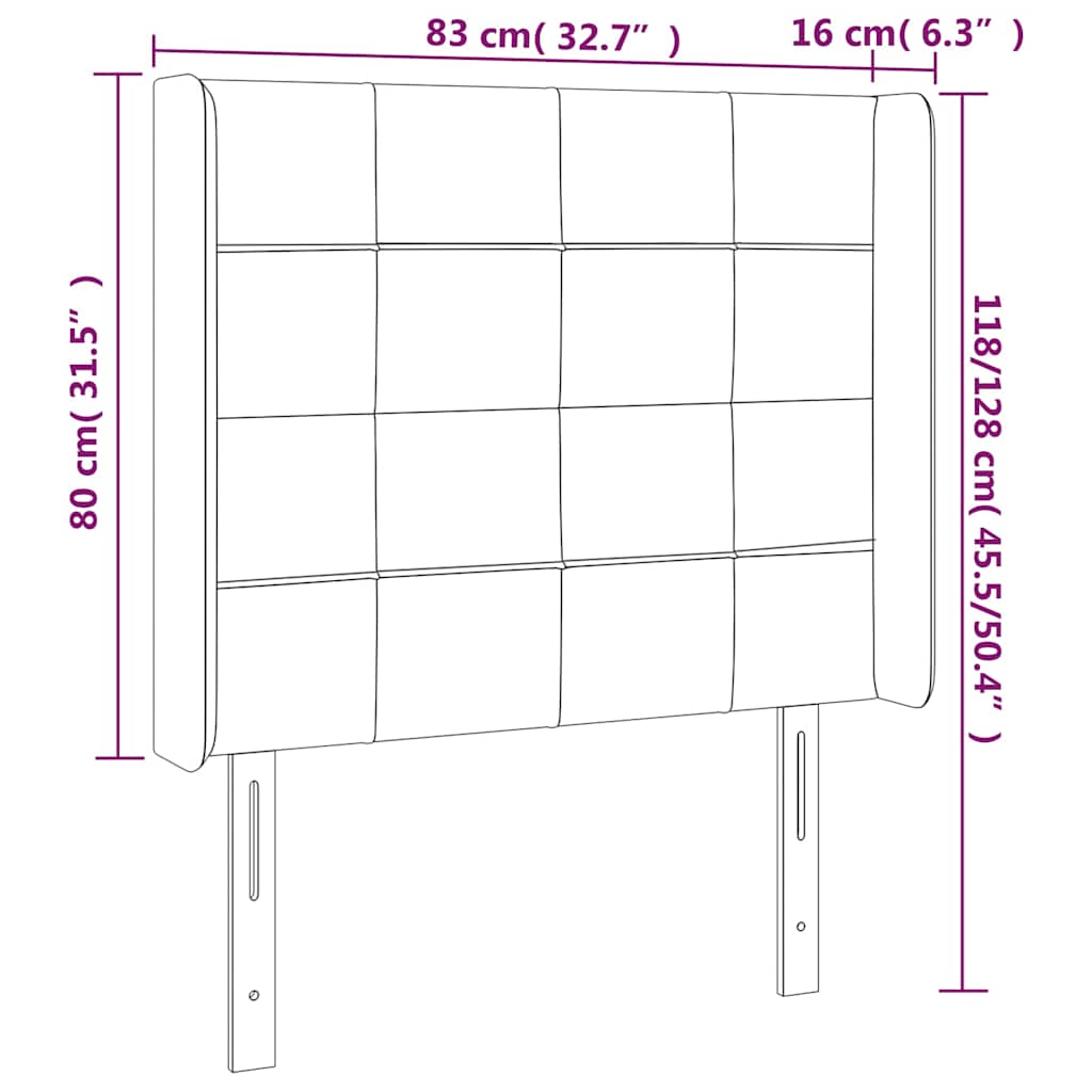 Uzglavlje s ušima tamnoplavo 83x16x118/128 cm baršunasto