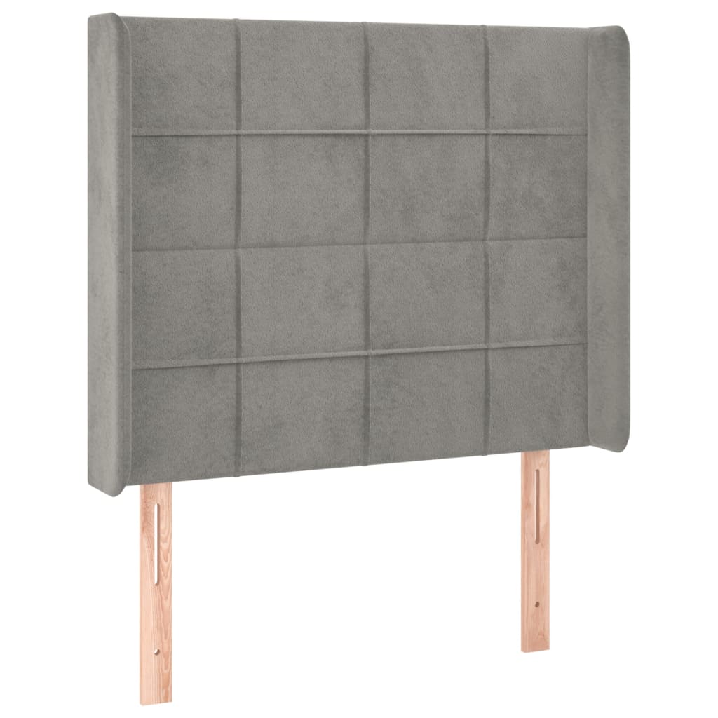 Uzglavlje s ušima svjetlosivo 93x16x118/128 cm baršunasto