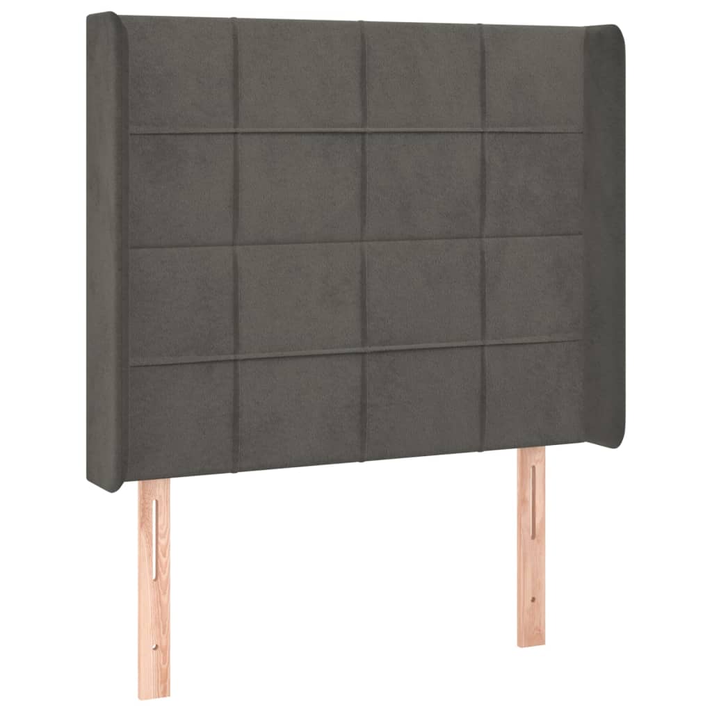 Uzglavlje s ušima tamnosivo 93x16x118/128 cm baršunasto