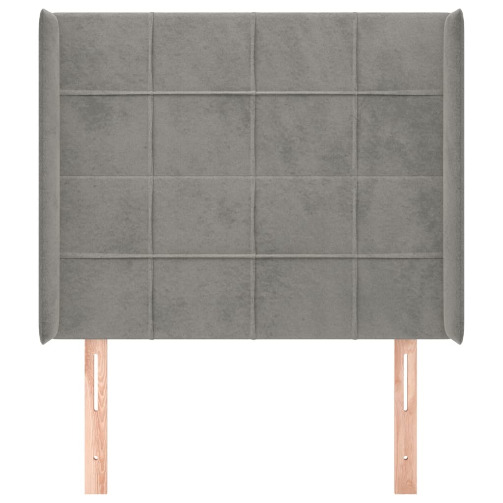 Uzglavlje s ušima svjetlosivo 103x16x118/128 cm baršunasto