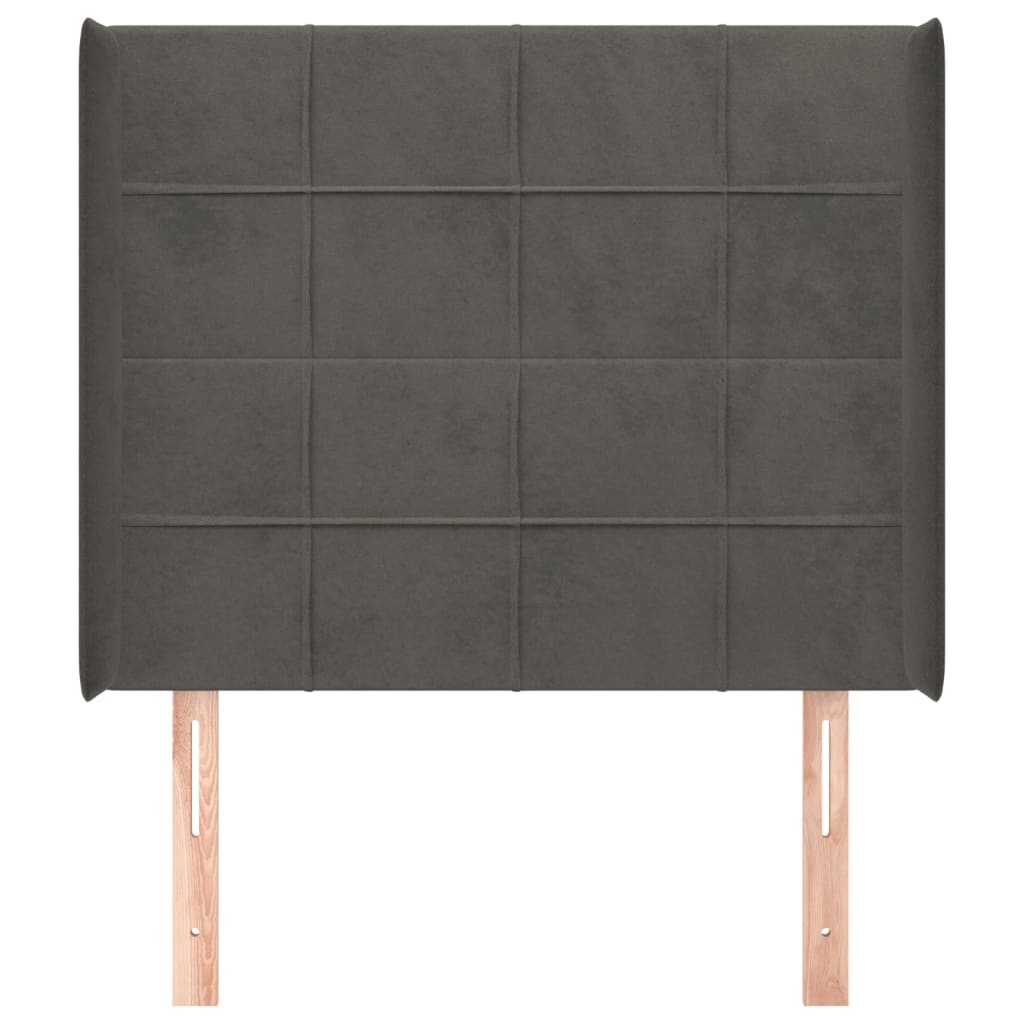 Uzglavlje s ušima tamnosivo 103x16x118/128 cm baršunasto