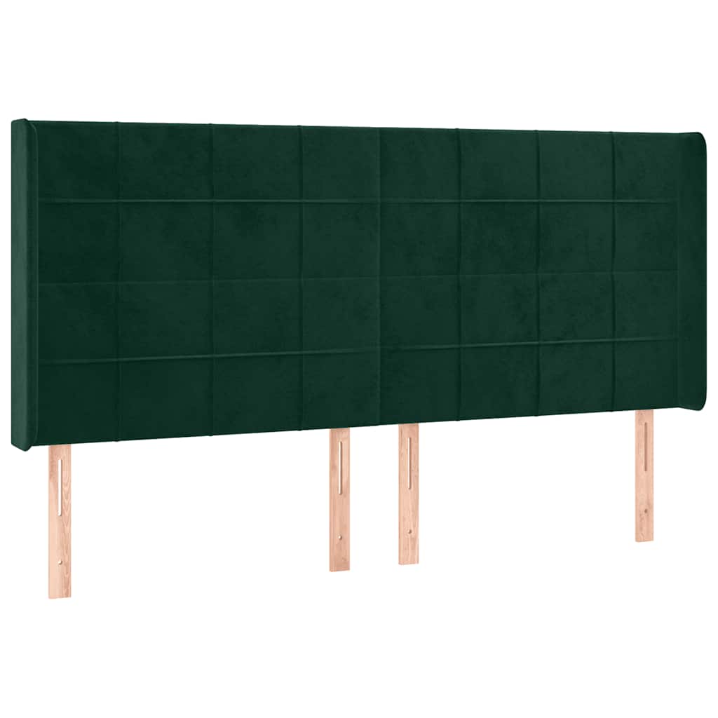 Uzglavlje s ušima tamnozeleno 163x16x118/128 cm baršunasto