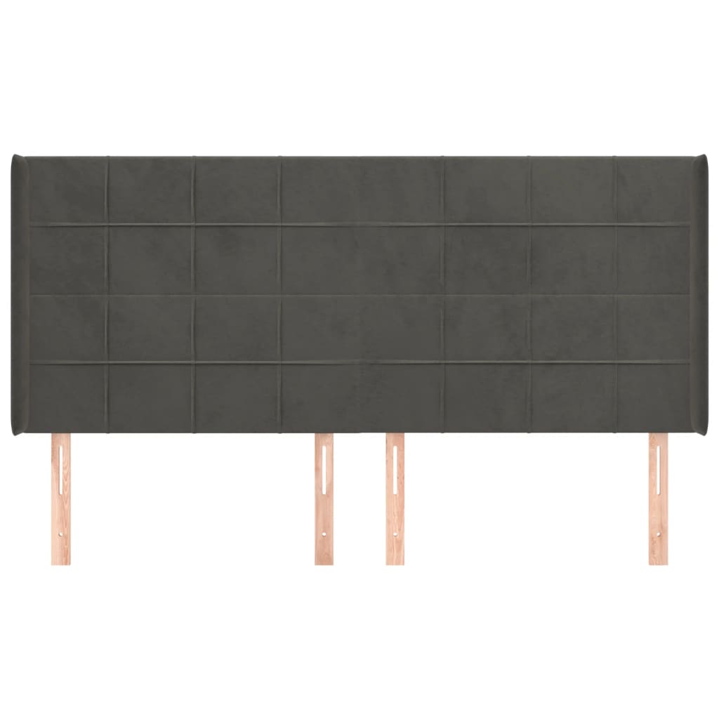 Uzglavlje s ušima tamnosivo 203x16x118/128 cm baršunasto