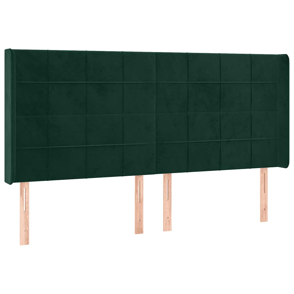 Uzglavlje s ušima tamnozeleno 203x16x118/128 cm baršunasto