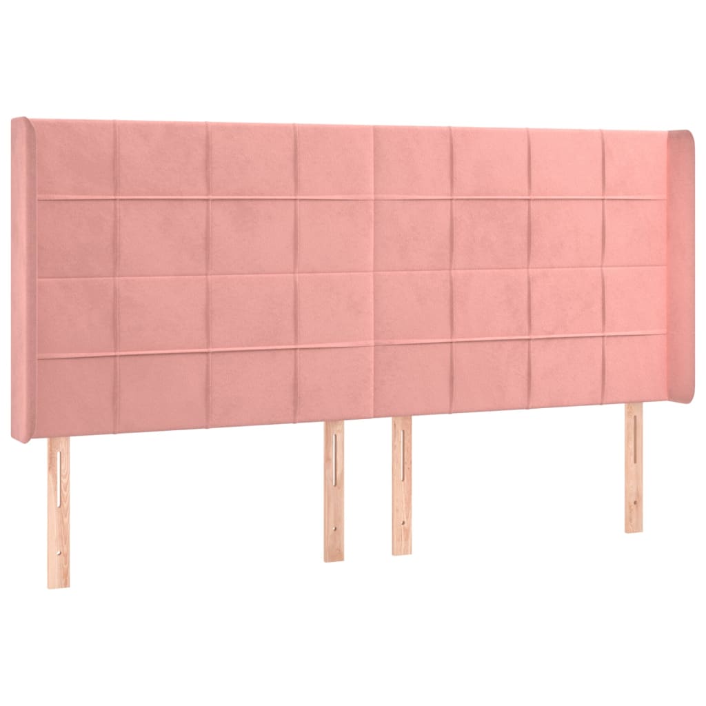 Uzglavlje s ušima ružičasto 203x16x118/128 cm baršunasto